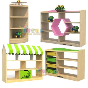 推荐儿童区角实木樟子松多层板几何造型玩具柜幼儿园区域组合柜子
