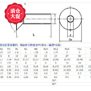 包邮 316l不锈钢沉头内六角螺丝钉 316平头内六角螺栓m4m5m6m8