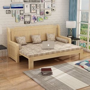 实木沙发床可折叠推拉两用1.2米图片