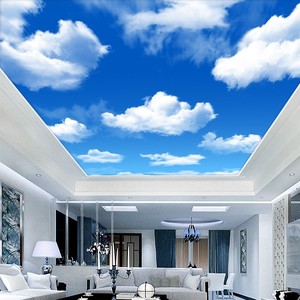 蓝天白云3d立体壁画 天花板吊顶棚顶壁纸 餐厅卧室    无纺布墙纸
