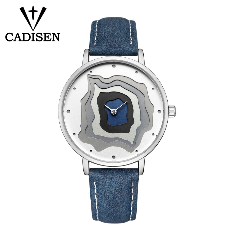 跨境卡迪森CADISEN品牌手表6层火山纹创意男表时尚皮带手表女