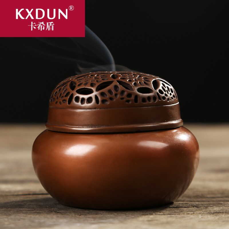 KXDUN/卡希盾圆手炉家用纯铜小号熏香炉居室 仿古紫铜香薰yy0213