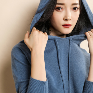 2018新款连帽羊毛衫女大码卫衣宽松减龄帽衫针织衫百搭套头外套卫衣女
