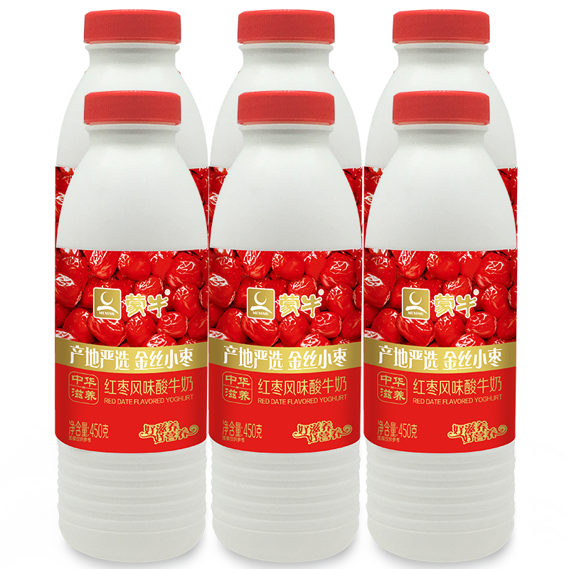 【旗舰店】蒙牛红枣酸奶风味酸牛奶预制瓶450g*6新老包装随机发货