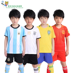免邮童装球衣巴西队服小孩儿童足球服短袖定制中国阿根廷小童套装足球服定制