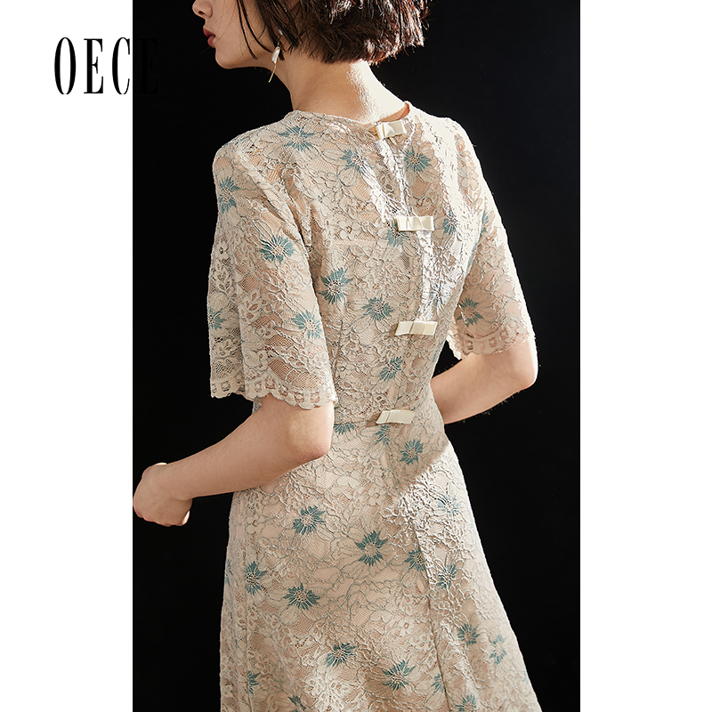 Oece2019夏装新款 很仙的法国小众连衣裙女流行超仙复古蕾丝裙子