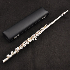 长笛乐器 初学 16孔开孔 镀银 法式按键 键盖雕花 镀银 C尾