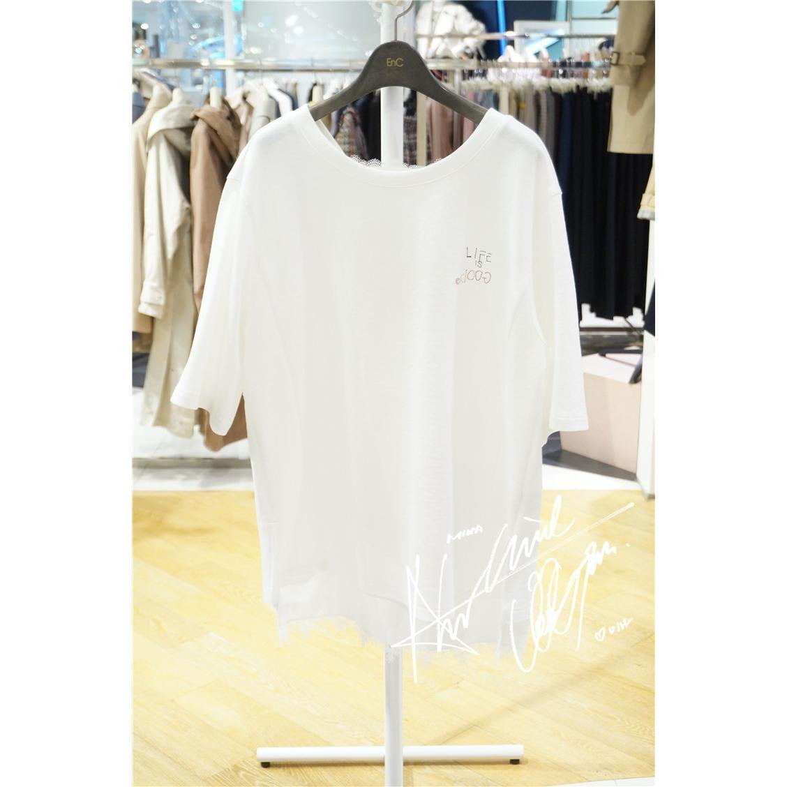 ENC韩国专柜代购 2019年夏 新款正品女装 ENLW92375W T恤