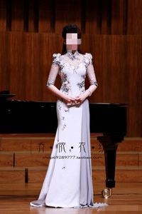 定制美声独唱礼服女2018新款长款声乐艺考旗袍民歌演出服长裙显瘦 $ 2