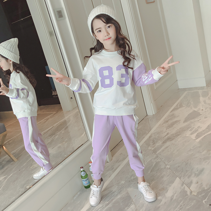儿童套装秋装2019新款中大童韩版洋气童装时髦衣女童运动两件套潮