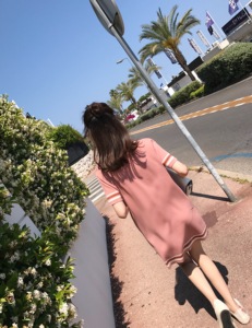 钱夫人CHINSTUDIO 韩版V领针织连衣裙女夏短袖宽松打底a字短裙潮连衣裙