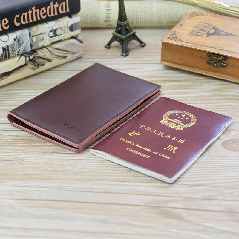 简约薄款牛皮护照包商务真皮护照套女士机票夹男式钱包证件包卡包