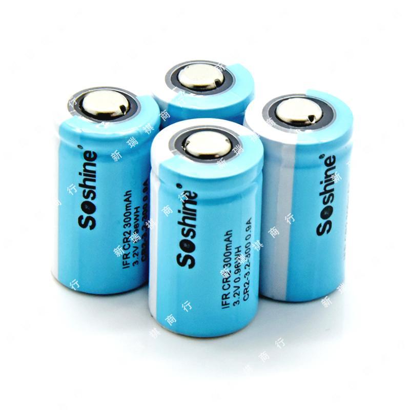 Soshine磷酸铁锂可充电CR2电池真实可测容量300毫安时电压3.2V