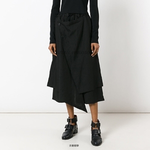 山本耀司风格yohji yamamoto span class=h>半身裙/span>棉麻不对称