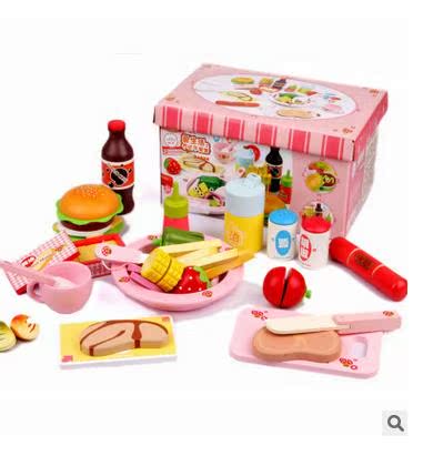 优木过家家玩具儿童西式午餐组合益智仿真厨房切切看宝宝早教