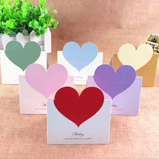 韩国diy创意节日祝福语爱心立体空白贺卡 婚礼心形卡片定制打印