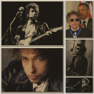 鲍勃迪伦bob dylan 民谣歌手摇滚怀旧复古牛皮纸海报酒吧装饰画芯
