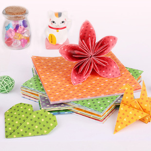 得力彩色印花手工折纸材料爱心正方形彩纸多功能叠纸花色樱花剪纸