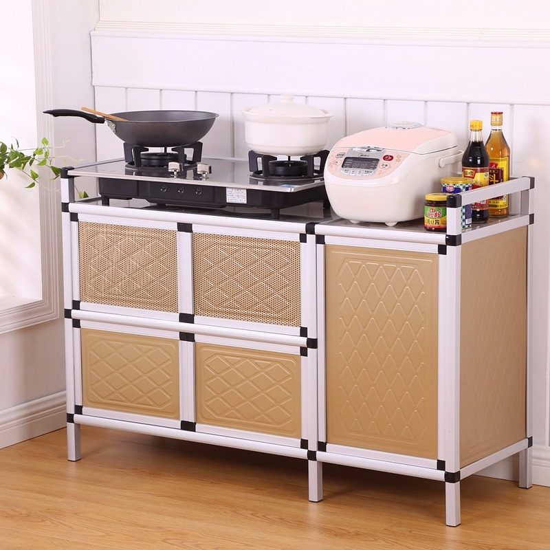 餐边柜储物柜不锈钢橱柜简易组装经济型灶台柜厨房柜子碗柜 家用