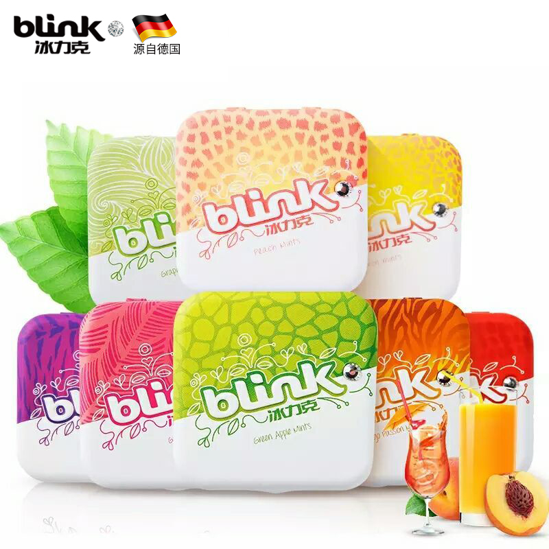 德国blink冰力克果粉薄荷糖4盒装 口气清新糖含片多种口味
