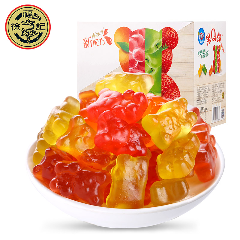 徐福记熊博士橡皮糖60gx10袋 果汁软糖休闲零食品儿童糖果整箱装