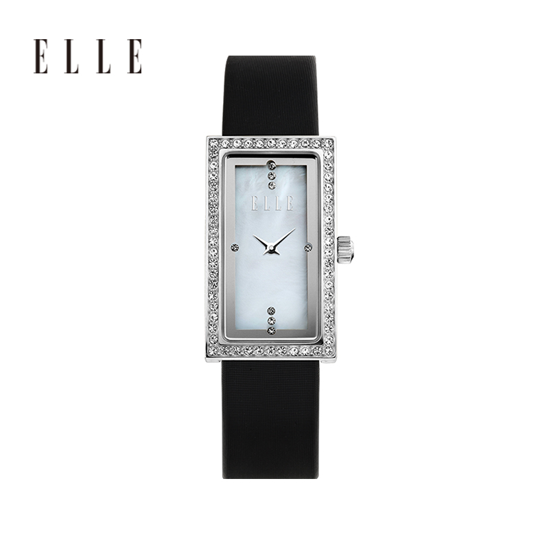 ELLE女士皮带石英手表休闲简约方形小表盘时尚防水腕表情人节礼物