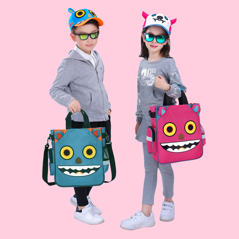 pinkland儿童补习袋小学生手提包美术袋拎书袋斜挎包男女补课书包