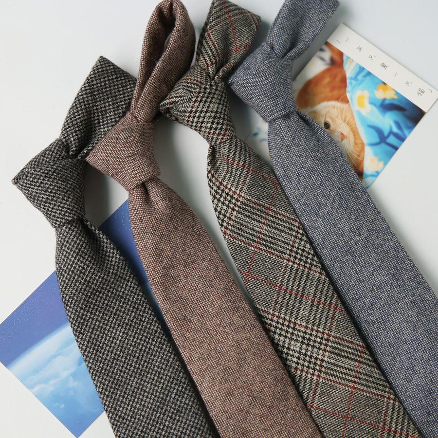 韩版时尚男士羊毛窄版领带 7cm英伦风商务休闲婚庆晚宴领带LD005