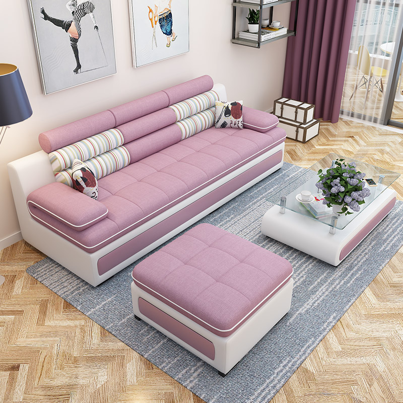布艺沙发现代简约客厅小户型沙发经济型三人位组合家具简易布沙发