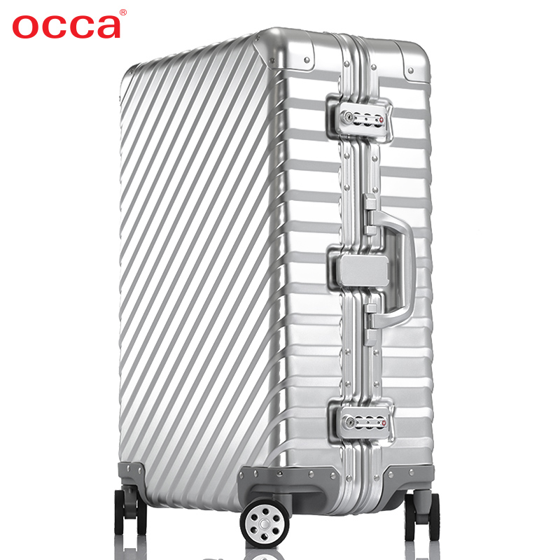 OCCA斜纹  L'armatura镁铝合金拉杆箱万向轮女金属旅行登机箱 男
