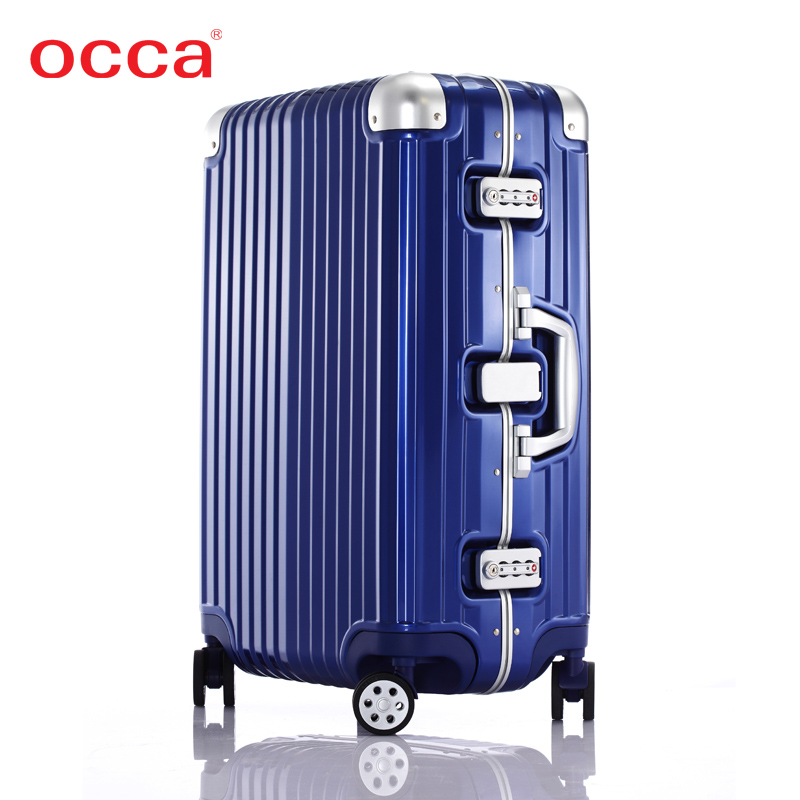 OCCA纯PC拉杆箱万向轮铝镁合金锁扣镁铝合金包角旅行箱男女行李箱