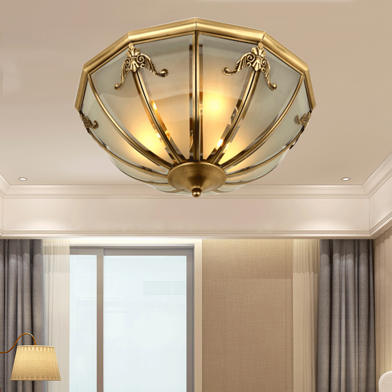 欧式全铜玻璃吸顶灯现代简约复古客厅阳台卧室过道门厅灯具灯饰