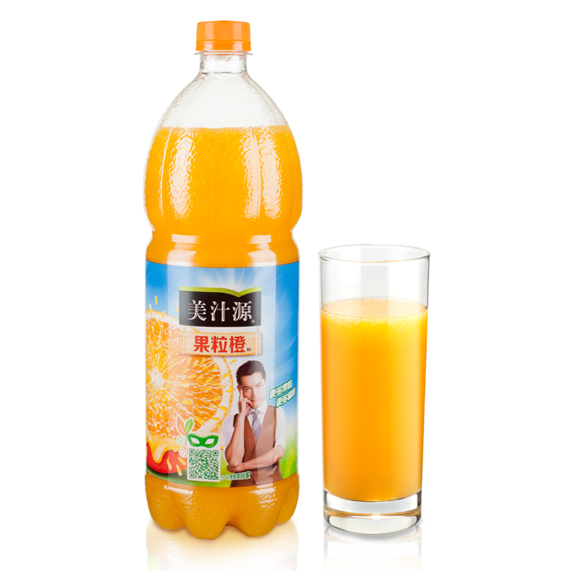 美汁源果粒橙橙汁饮料1.25L*2大瓶装真果肉橙汁可口可乐出品包邮