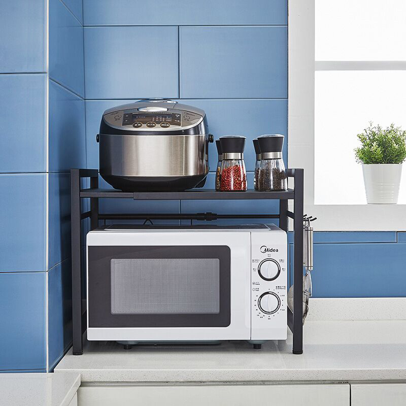 不锈钢厨房置物架微波炉架烤箱架子2层收纳架电饭煲多功能双层放