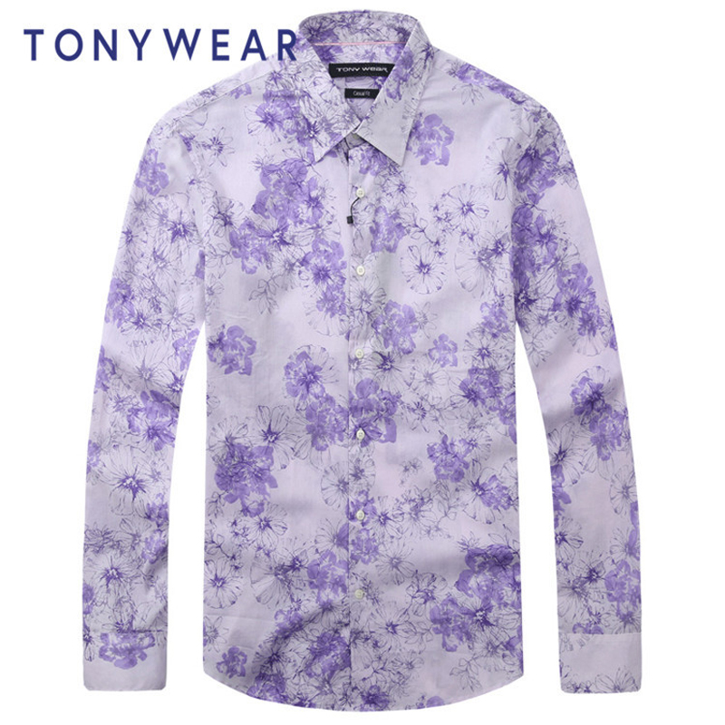 TONY WEAR汤尼威尔男士商务休闲全棉高织水墨画衬衫长袖包邮