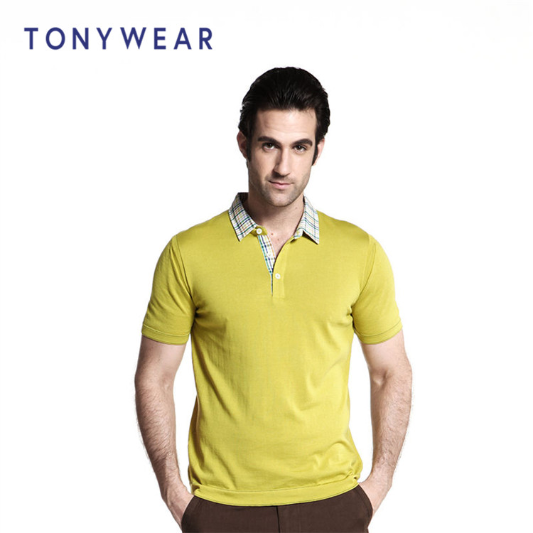 TONY WEAR汤尼威尔男士商务休闲梭织镶拼半门襟短袖套衫春季包邮