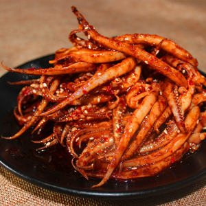 湖南特产香辣美食好吃的鱿鱼须 麻辣零食小吃鱿鱼仔