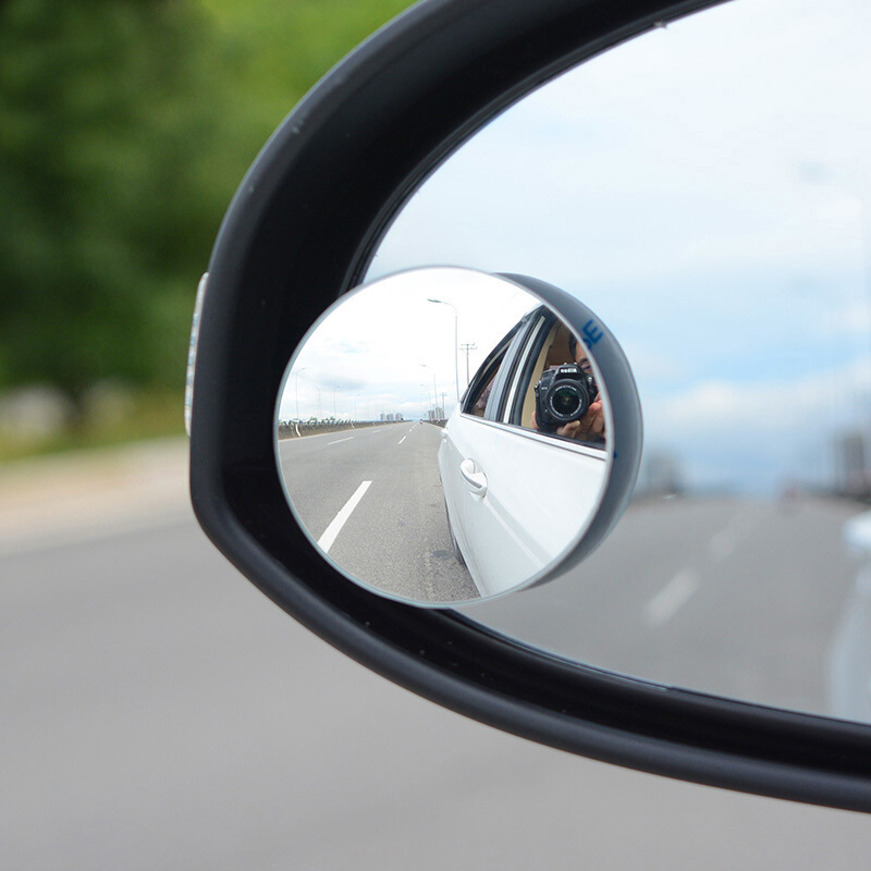 汽车小圆镜子一对装/可调360度车用后视镜倒车盲点高清反光辅助