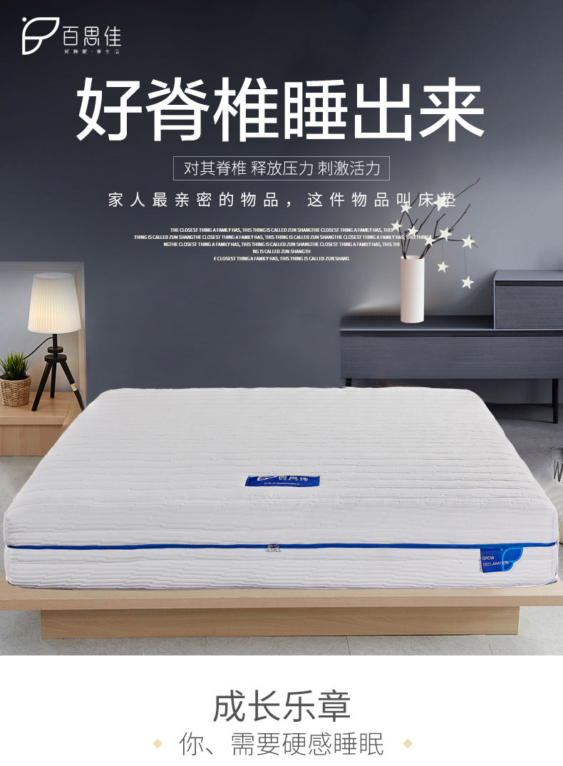 Bestch/百思佳经济型加厚双人床垫高回弹硅藻记忆棉三区独立床垫