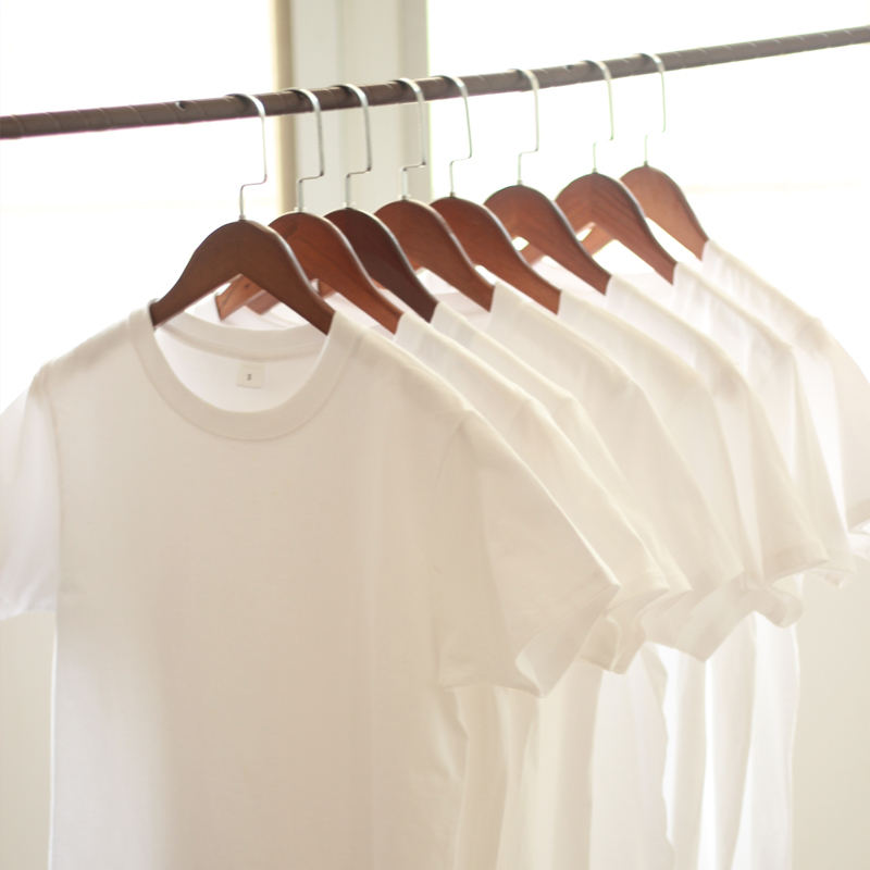 (两件装) 200g 日本重磅厚实纯棉圆领短袖基础款打底T恤男女白Tee