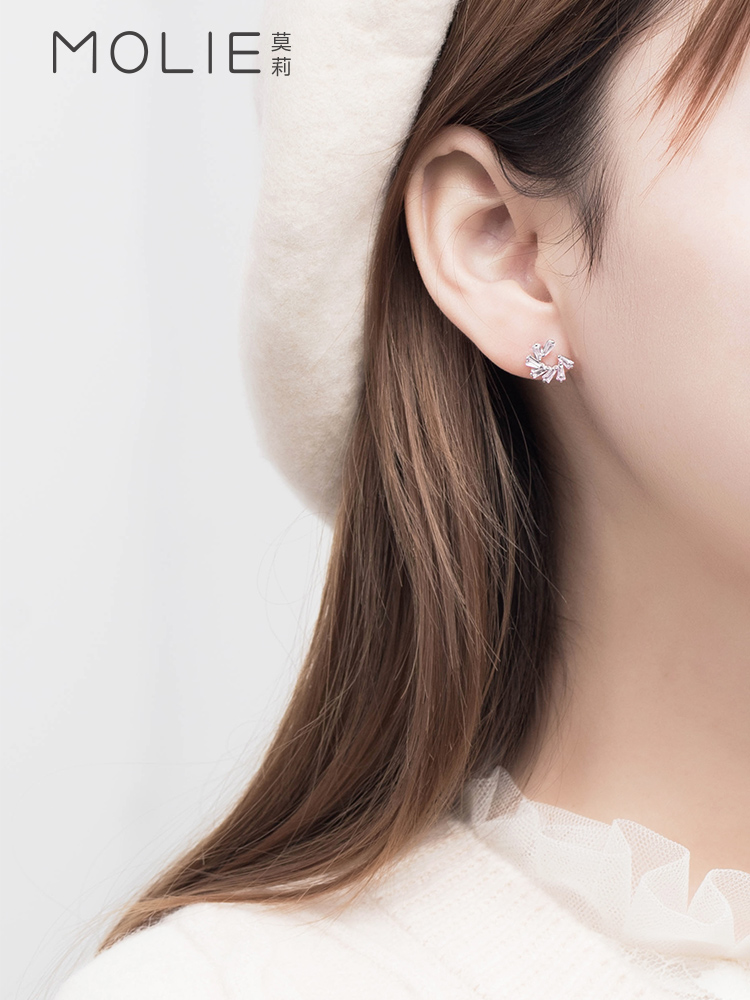 莫莉 花旖耳钉纯银女气质韩国个性小巧耳饰简约清新少女ins耳环