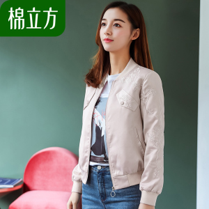 韩版ins棒球服女刺绣棉立方2018新款春装宽松飞行员夹克bf短外套