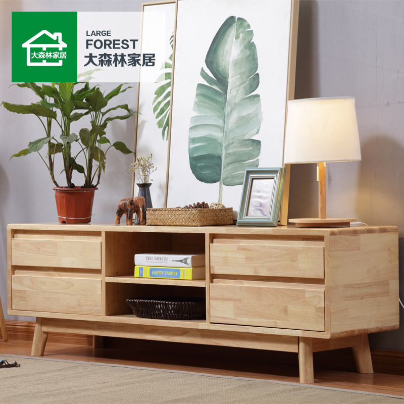 大森林家具全实木北欧简约现代电视柜1.8米橡木客厅家具地柜