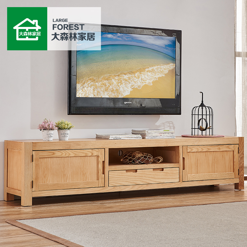 大森林家具全实木电视柜 北欧简约现代白橡木家具2米地柜环保C2