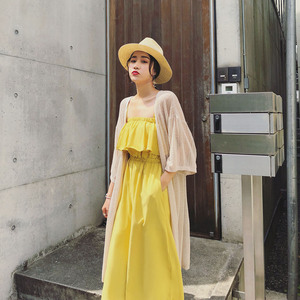 夏装2018新款女装 韩版宽松外搭中长款防晒开衫女夏薄针织衫外套开衫外套