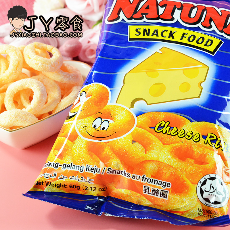 JY零食店 呐嘟娜/NATUNA妈咪乳酪圈芝士圈膨化食品甜甜圈60g
