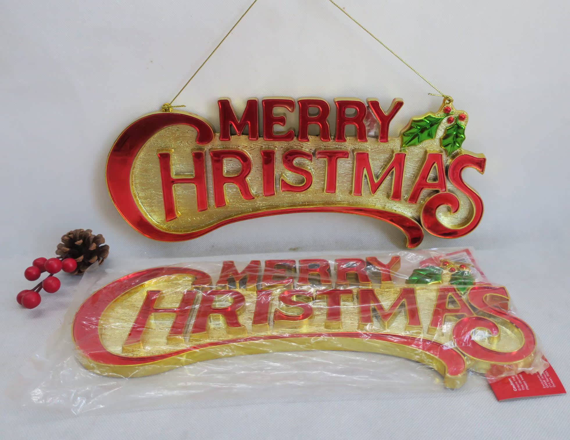 海迪圣诞装饰用品圣诞树挂件新款红金圣诞字母牌装饰挂件单个价格