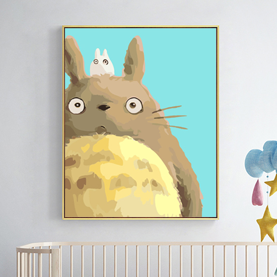 宫崎骏diy数字油画卧室动漫卡通动物大幅手绘油彩装饰画龙猫礼物