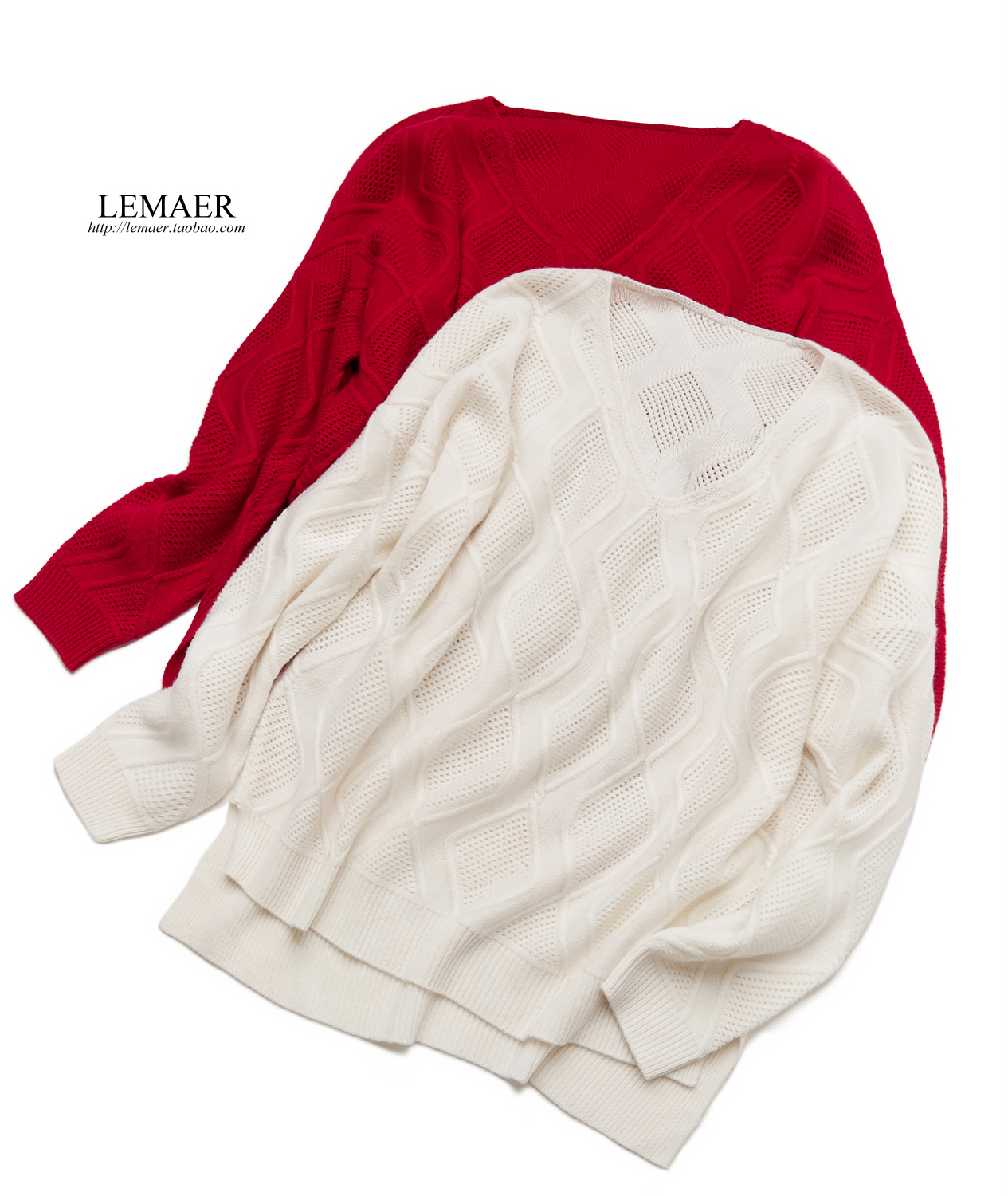 LEMAER超值分享 英国客户CASHMERE前短后长镂空网眼设计羊绒套衫