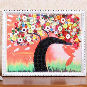 span class=h>纽扣/span>画diy手工材料包创意成人风景扣子画粘贴画